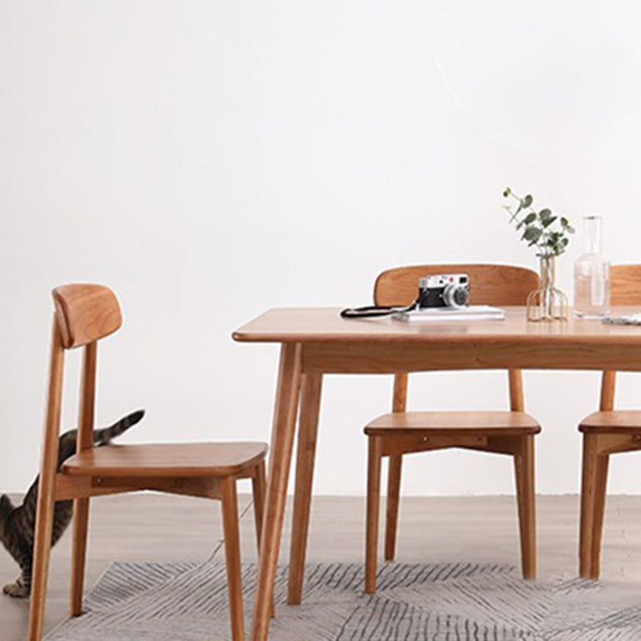 Contemporary Scandinavian Rectangular Cherry Wood Chair Backrest Armless For Dining Room