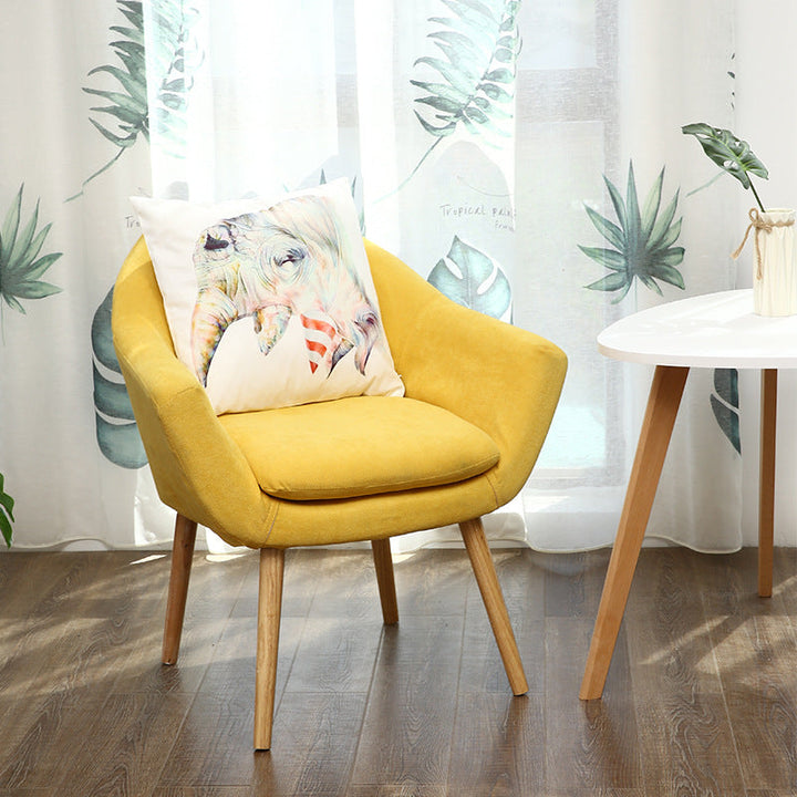 Contemporary Scandinavian Rectangular Fabric Rubberwood Chair Backrest Armrest For Living Room