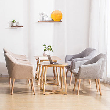 Contemporary Scandinavian Rectangular Fabric Rubberwood Chair Backrest Armrest For Living Room