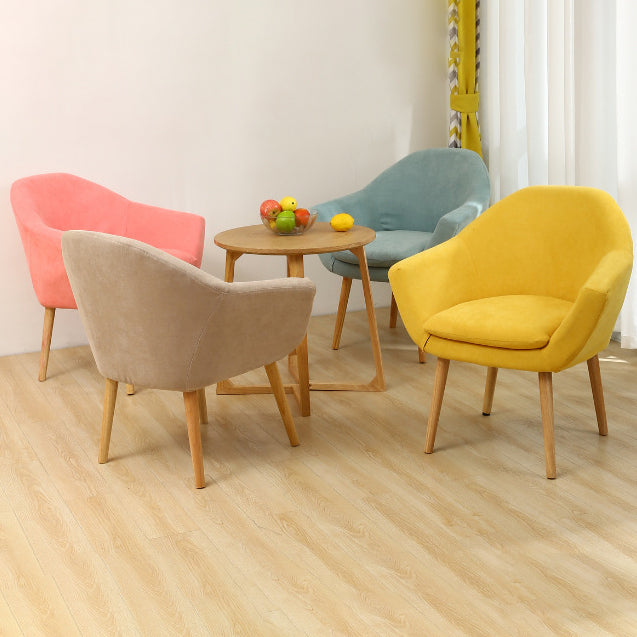 Contemporary Scandinavian Rectangular Fabric Rubberwood Chair Backrest Armrest For Living Room