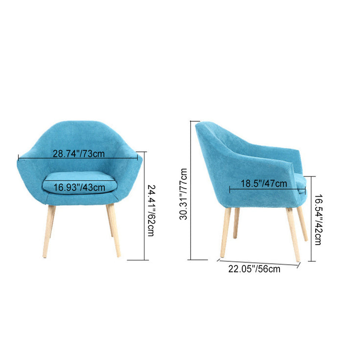 Contemporary Scandinavian Rectangular Fabric Rubberwood Chair Backrest Armrest For Living Room