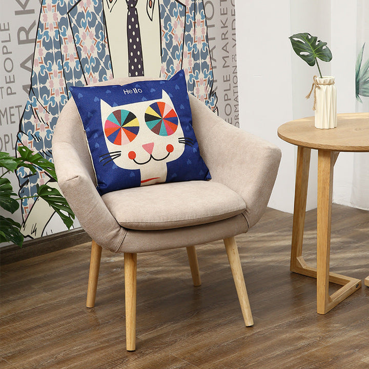 Contemporary Scandinavian Rectangular Fabric Rubberwood Chair Backrest Armrest For Living Room