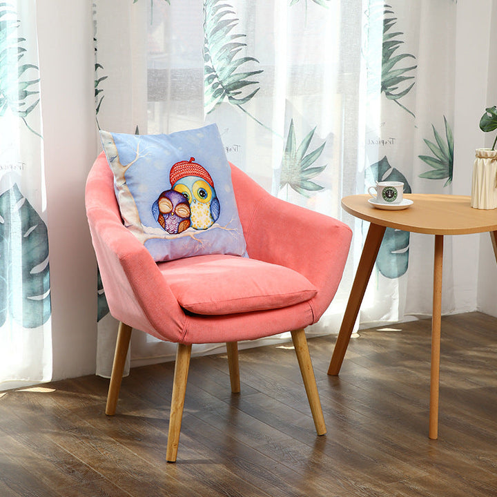 Contemporary Scandinavian Rectangular Fabric Rubberwood Chair Backrest Armrest For Living Room