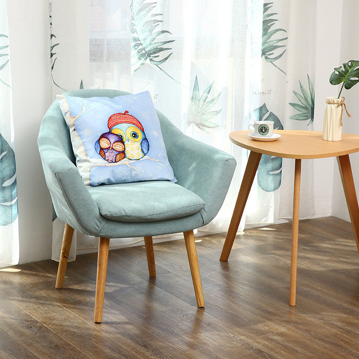 Contemporary Scandinavian Rectangular Fabric Rubberwood Chair Backrest Armrest For Living Room