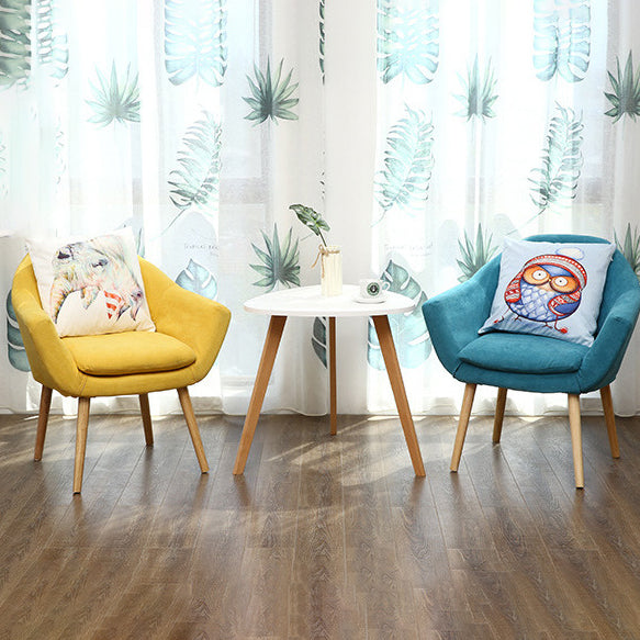Contemporary Scandinavian Rectangular Fabric Rubberwood Chair Backrest Armrest For Living Room