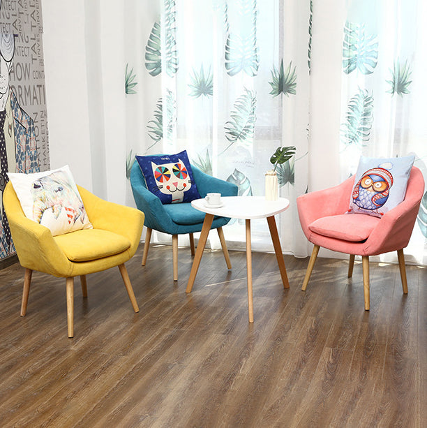 Contemporary Scandinavian Rectangular Fabric Rubberwood Chair Backrest Armrest For Living Room