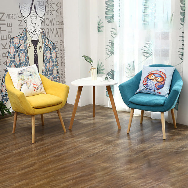 Contemporary Scandinavian Rectangular Fabric Rubberwood Chair Backrest Armrest For Living Room