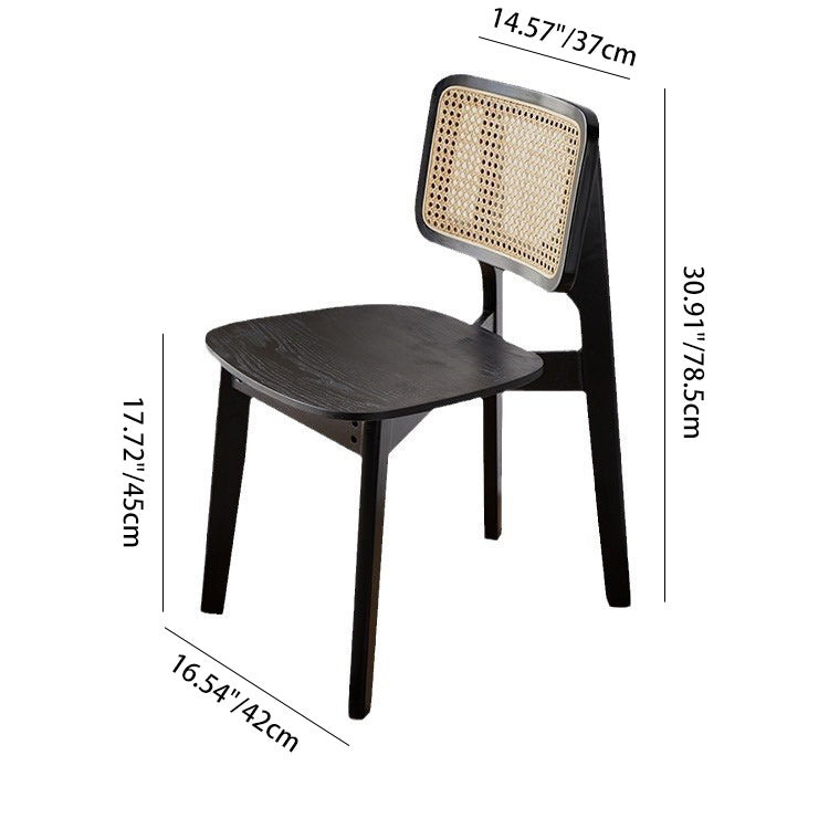 Traditional Vintage Square PE Rattan Rubberwood Chair Backrest Armless For Living Room