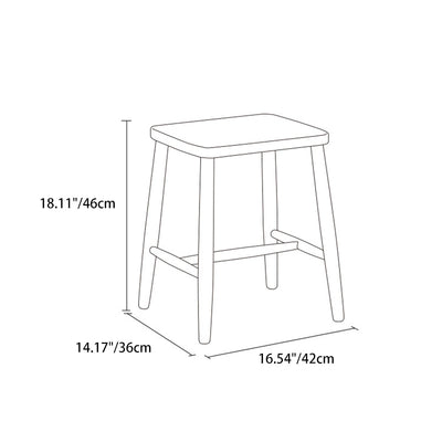 Contemporary Scandinavian Rectangular Wood Rope Chair Backless Armless For Living Room