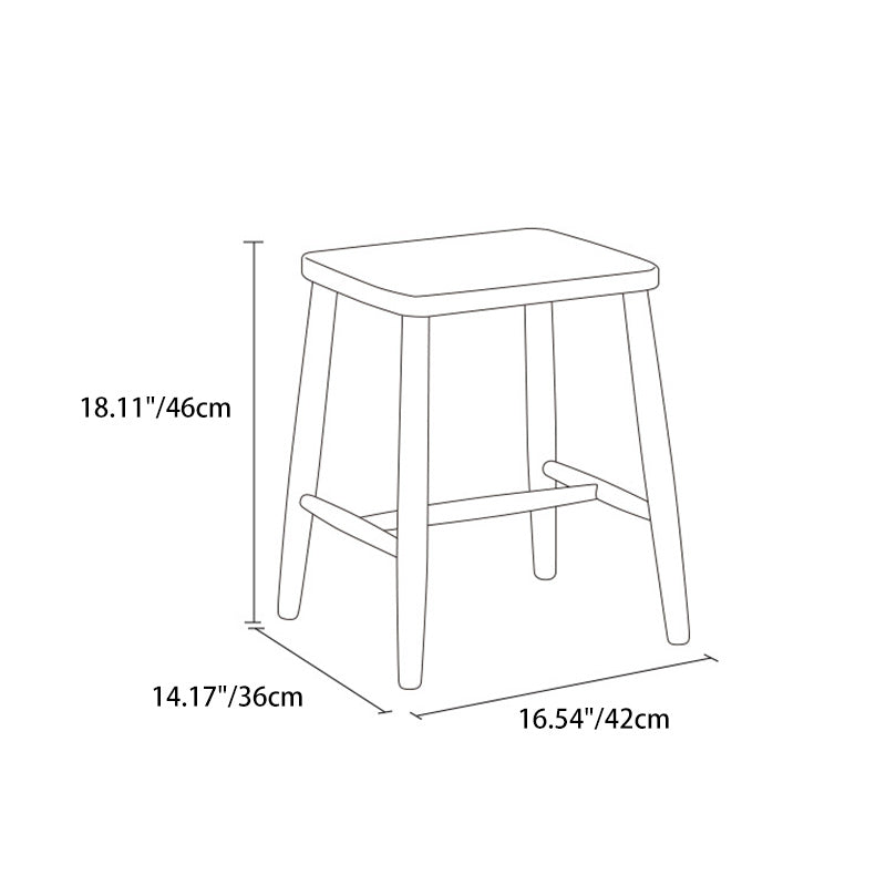 Contemporary Scandinavian Rectangular Wood Rope Chair Backless Armless For Living Room