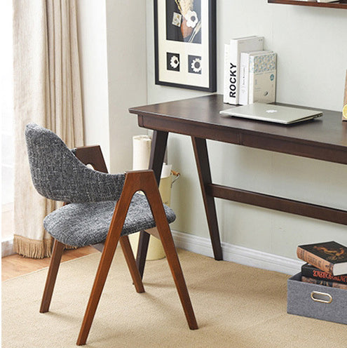 Contemporary Creative Oval Wood Fabric Chair Backrest Armless For Living Room