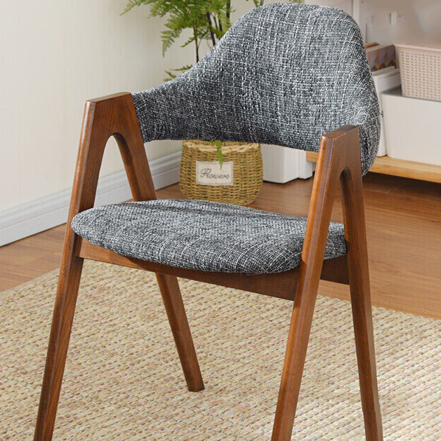 Contemporary Creative Oval Wood Fabric Chair Backrest Armless For Living Room