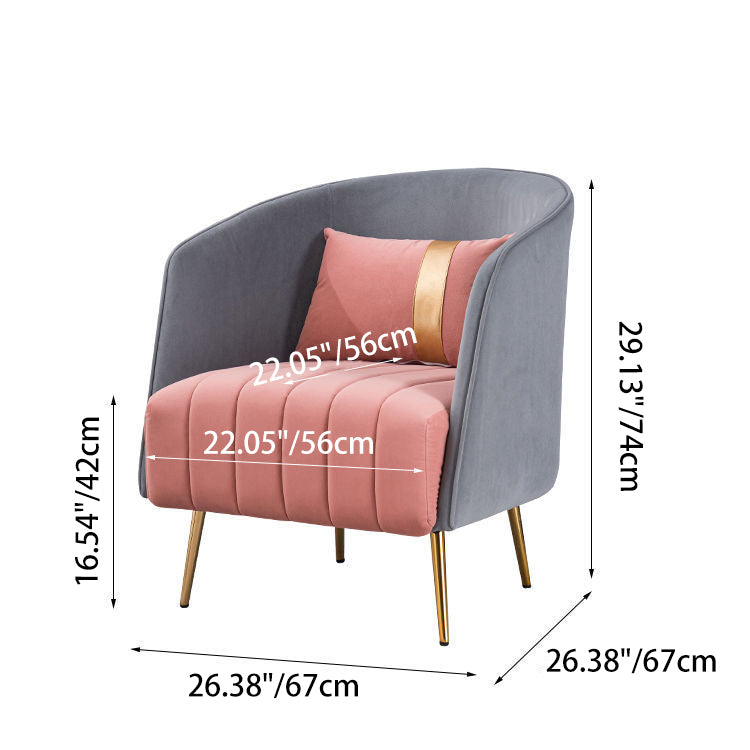 Chaise Moderne de Transition Ovale en Fer et Tissu avec Dossier et Accoudoirs pour Salon 