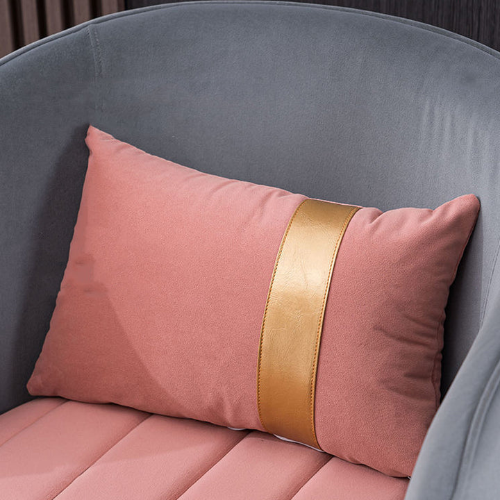 Chaise Moderne de Transition Ovale en Fer et Tissu avec Dossier et Accoudoirs pour Salon 