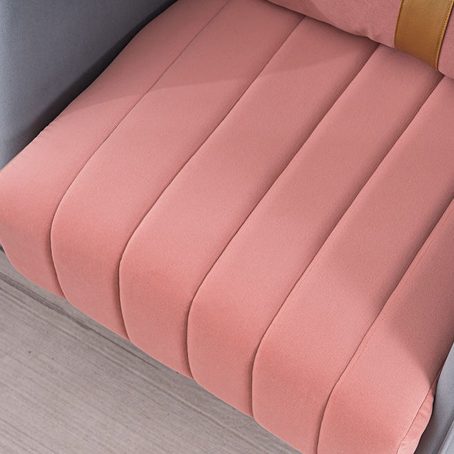 Chaise Moderne de Transition Ovale en Fer et Tissu avec Dossier et Accoudoirs pour Salon 