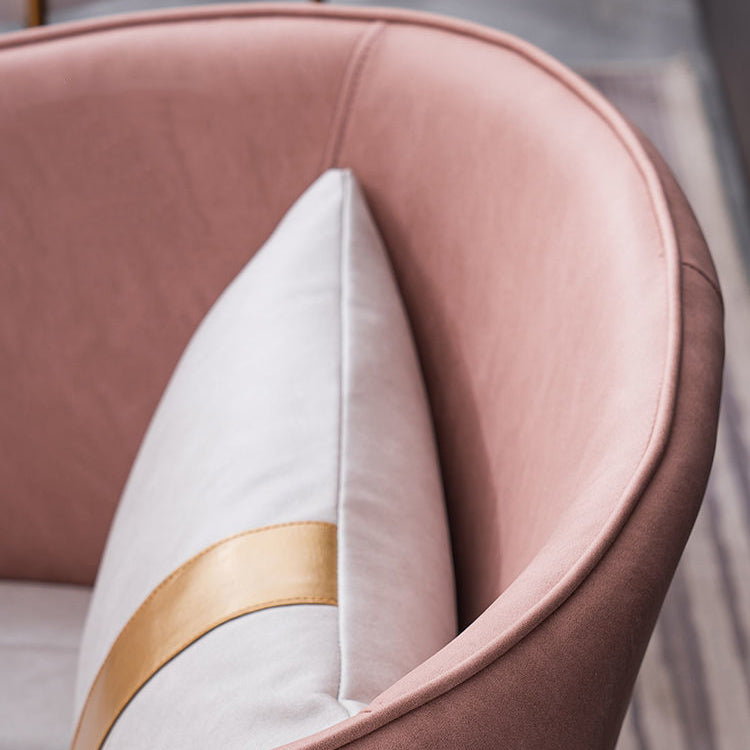 Chaise Moderne de Transition Ovale en Fer et Tissu avec Dossier et Accoudoirs pour Salon 