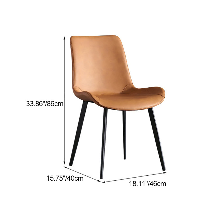 Moderner minimalistischer ovaler Eisenlederstuhl mit Rückenlehne ohne Armlehnen für das Wohnzimmer 