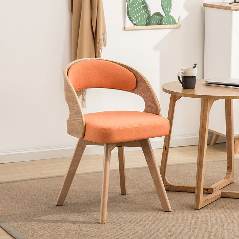 Contemporary Creative Rectangular Wood Fabric Chair Backrest Armless For Living Room
