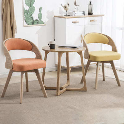 Contemporary Creative Rectangular Wood Fabric Chair Backrest Armless For Living Room