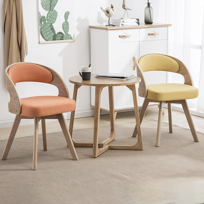 Contemporary Creative Rectangular Wood Fabric Chair Backrest Armless For Living Room