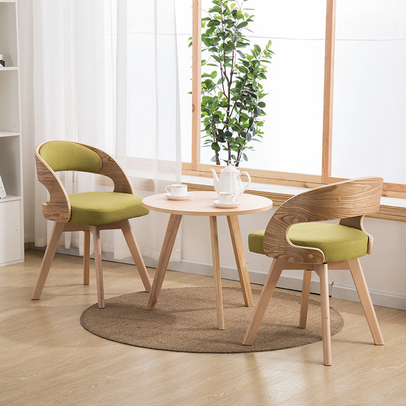 Contemporary Creative Rectangular Wood Fabric Chair Backrest Armless For Living Room