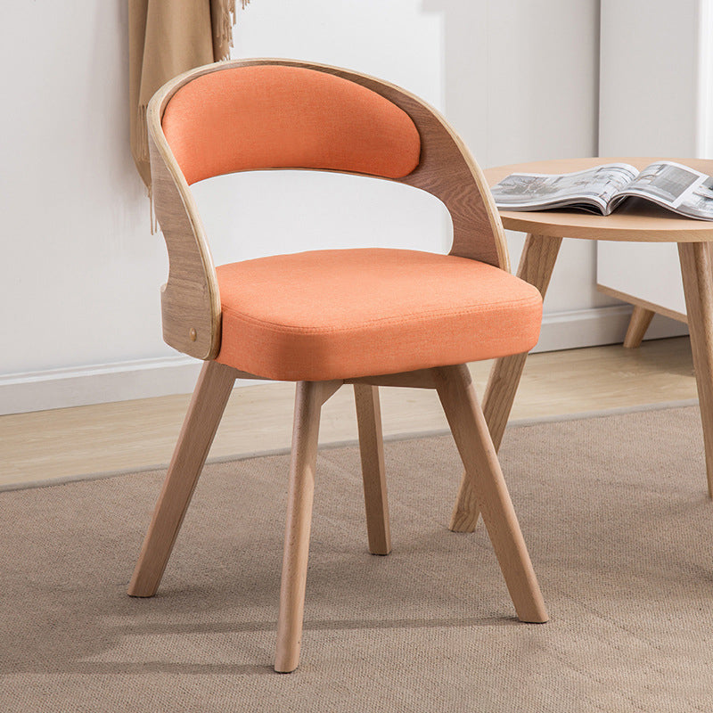 Contemporary Creative Rectangular Wood Fabric Chair Backrest Armless For Living Room