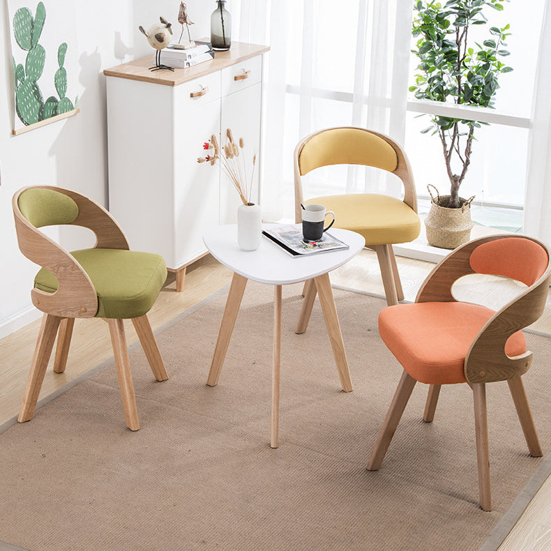 Contemporary Creative Rectangular Wood Fabric Chair Backrest Armless For Living Room