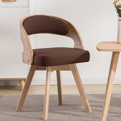 Contemporary Creative Rectangular Wood Fabric Chair Backrest Armless For Living Room