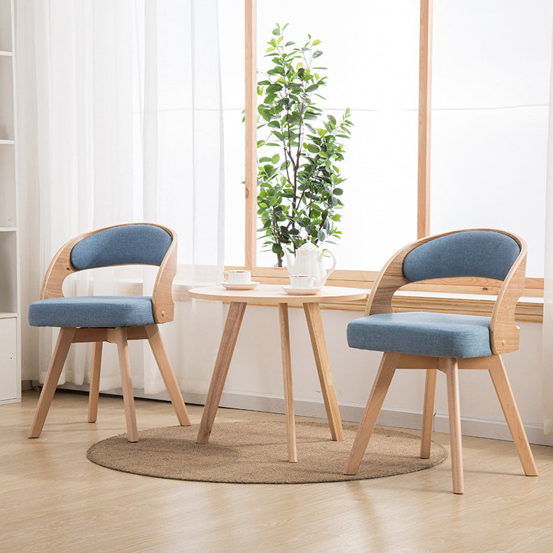 Contemporary Creative Rectangular Wood Fabric Chair Backrest Armless For Living Room