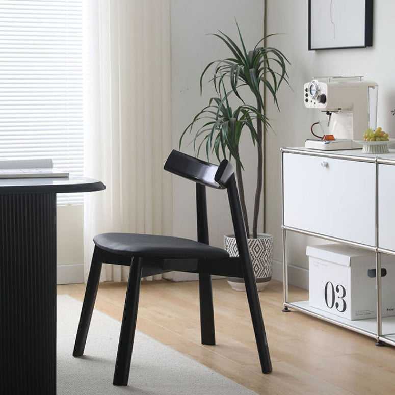 Moderner minimalistischer ovaler Holz-Mikrofaser-Lederstuhl-Rückenlehne ohne Armlehnen für das Wohnzimmer 