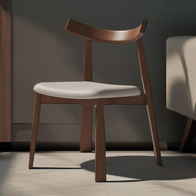 Moderner minimalistischer ovaler Holz-Mikrofaser-Lederstuhl-Rückenlehne ohne Armlehnen für das Wohnzimmer 