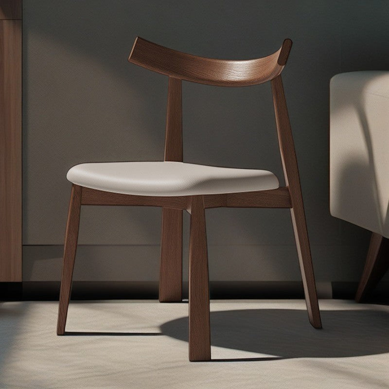 Moderner minimalistischer ovaler Holz-Mikrofaser-Lederstuhl-Rückenlehne ohne Armlehnen für das Wohnzimmer 