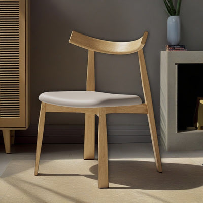Moderner minimalistischer ovaler Holz-Mikrofaser-Lederstuhl-Rückenlehne ohne Armlehnen für das Wohnzimmer 
