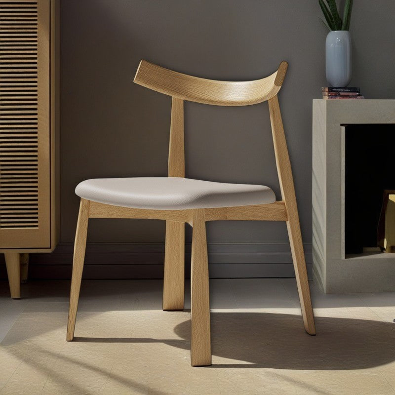 Moderner minimalistischer ovaler Holz-Mikrofaser-Lederstuhl-Rückenlehne ohne Armlehnen für das Wohnzimmer 