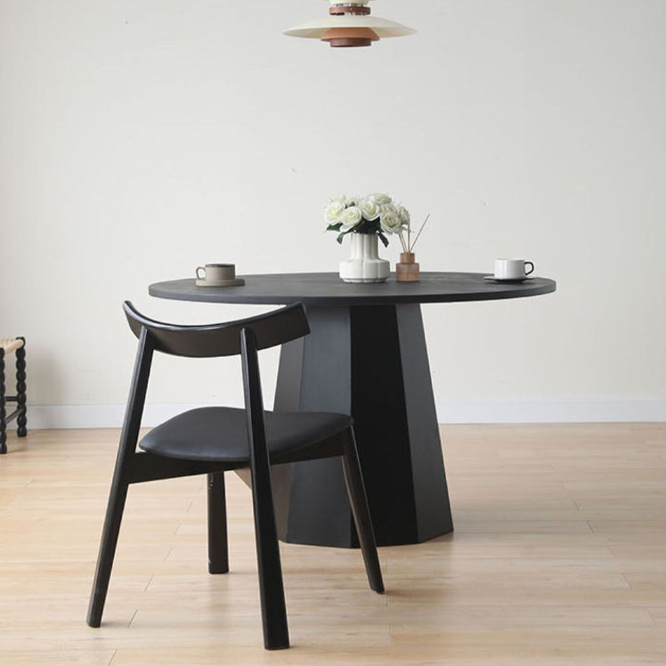 Moderner minimalistischer ovaler Holz-Mikrofaser-Lederstuhl-Rückenlehne ohne Armlehnen für das Wohnzimmer 