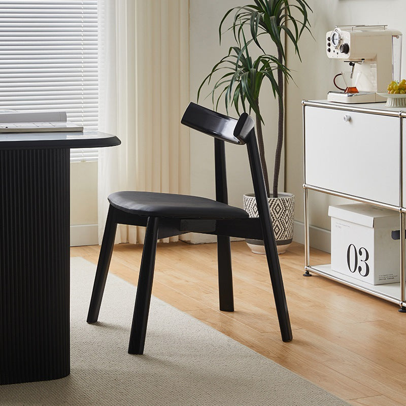 Moderner minimalistischer ovaler Holz-Mikrofaser-Lederstuhl-Rückenlehne ohne Armlehnen für das Wohnzimmer 