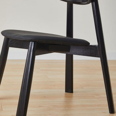 Moderner minimalistischer ovaler Holz-Mikrofaser-Lederstuhl-Rückenlehne ohne Armlehnen für das Wohnzimmer 