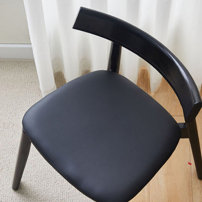 Moderner minimalistischer ovaler Holz-Mikrofaser-Lederstuhl-Rückenlehne ohne Armlehnen für das Wohnzimmer 
