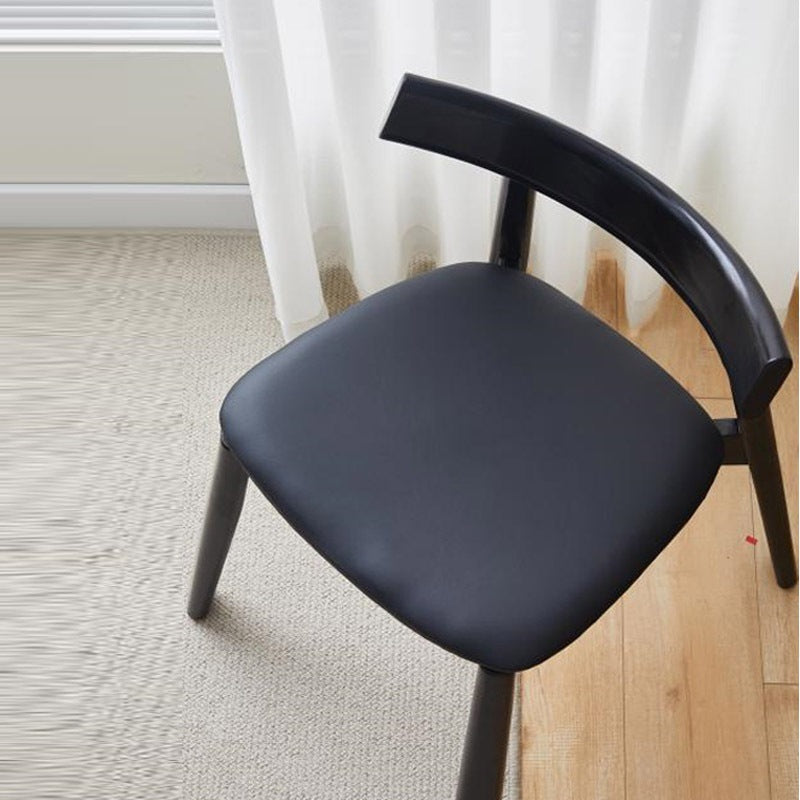 Moderner minimalistischer ovaler Holz-Mikrofaser-Lederstuhl-Rückenlehne ohne Armlehnen für das Wohnzimmer 