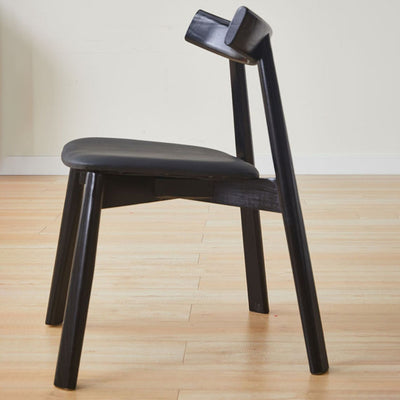 Moderner minimalistischer ovaler Holz-Mikrofaser-Lederstuhl-Rückenlehne ohne Armlehnen für das Wohnzimmer 