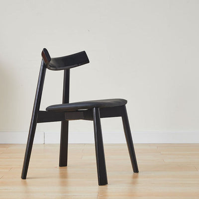Moderner minimalistischer ovaler Holz-Mikrofaser-Lederstuhl-Rückenlehne ohne Armlehnen für das Wohnzimmer 