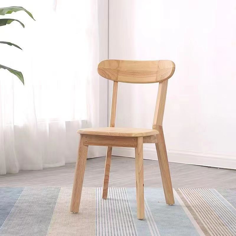 Traditional Japanese Oval Wood Chair Backrest Armless For Living Room