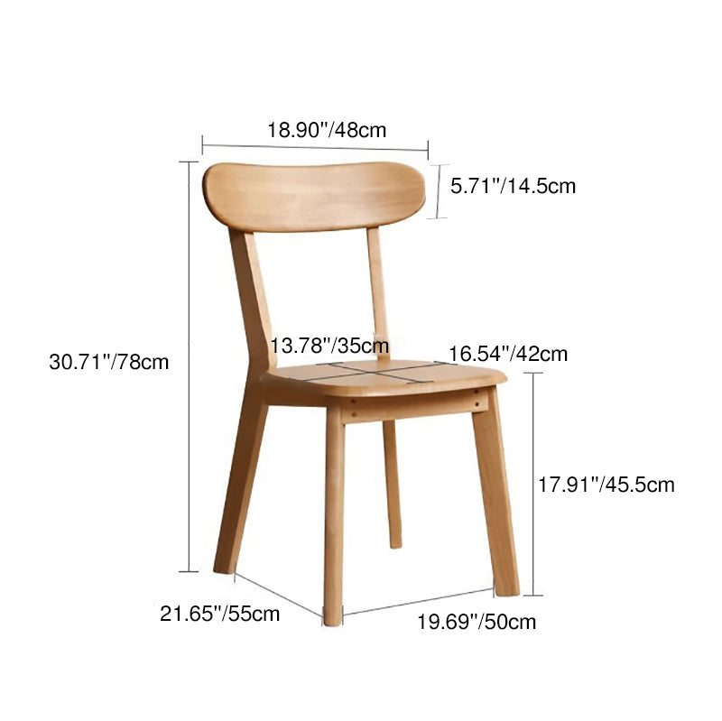 Traditional Japanese Oval Wood Chair Backrest Armless For Living Room