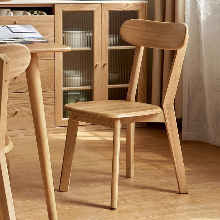 Traditional Japanese Oval Wood Chair Backrest Armless For Living Room