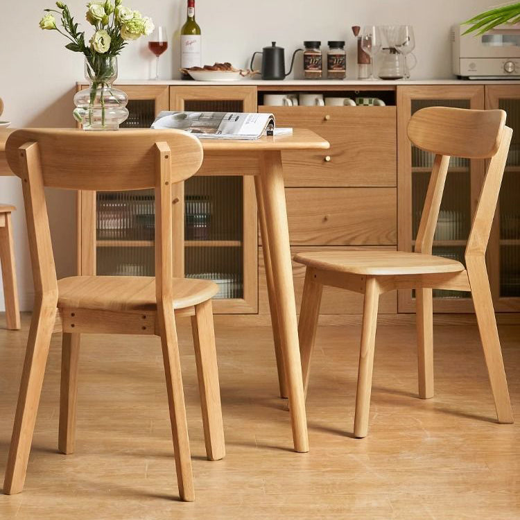 Traditional Japanese Oval Wood Chair Backrest Armless For Living Room