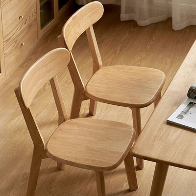 Traditional Japanese Oval Wood Chair Backrest Armless For Living Room