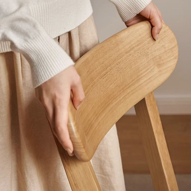 Traditional Japanese Oval Wood Chair Backrest Armless For Living Room