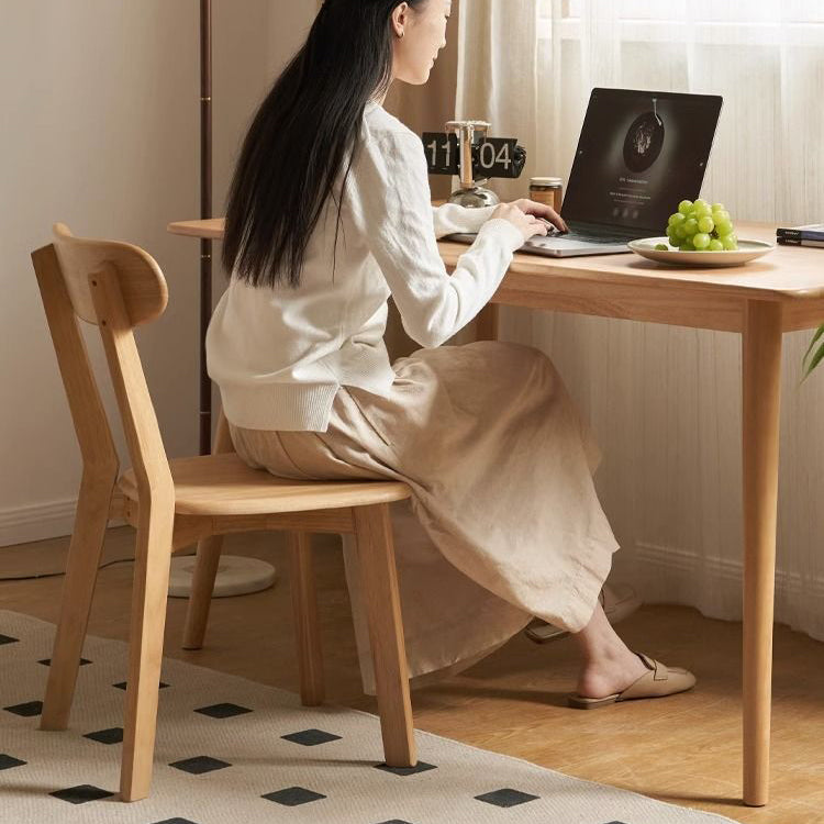 Traditional Japanese Oval Wood Chair Backrest Armless For Living Room