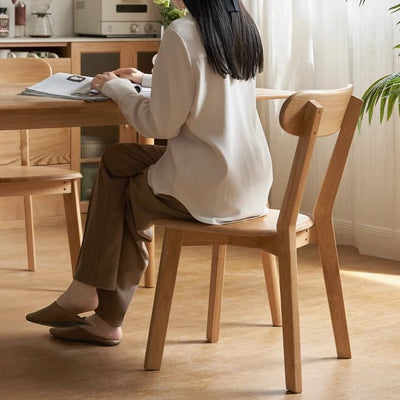 Traditional Japanese Oval Wood Chair Backrest Armless For Living Room
