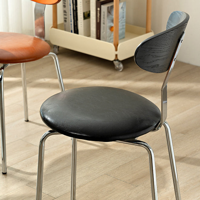 Chaise de salle à manger avec dossier en fer rembourré vintage traditionnel carré pour salle à manger 